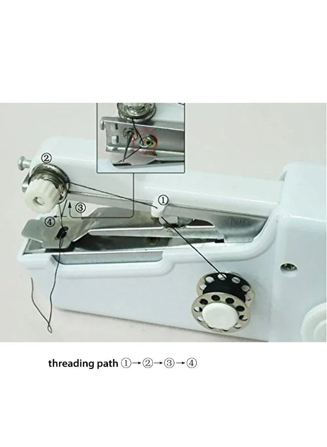 Portable Handheld Mini Electric Sewing Machine - Cordless Stitching Machine for Beginners & DIY - Compact Battery Operated Mending Tool for Clothes, Fabrics, Travel & Quick Home Repairs (White) - Image 1